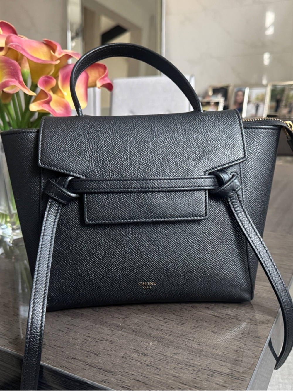 Celine Black Leather Nano Belt Bag with Gold Hardware - Picture 2 of 11